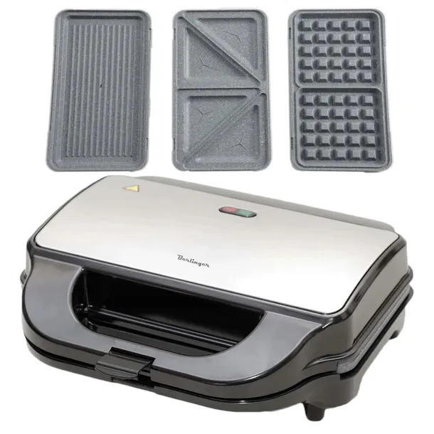 OPIEKACZ GRILL GOFROWNICA 3 W1 MAX2100 W TOSTER BERLINGER MARMURKOWE PŁYTKI