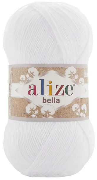 Włóczka Alize Bella - 55 BIAŁY - 100g - 360m - 100% Bawełna