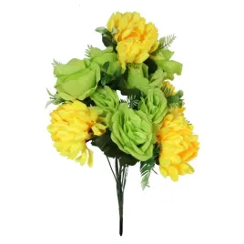 bukiet-sztucznych-kwiatow-roze-chryzantemy-zolto-zielony-50-cm-na-grob