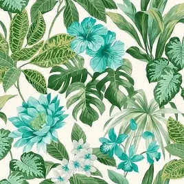 tapeta-z-tropikalnym-motywem-kwiaty-liscie