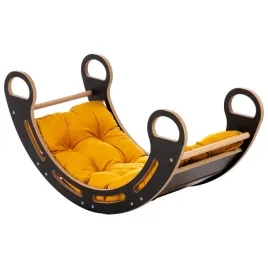 bujak-bujaczek-z-poduszka-welurowa-musztardowa-montessori-mdf-czarny-85-cm