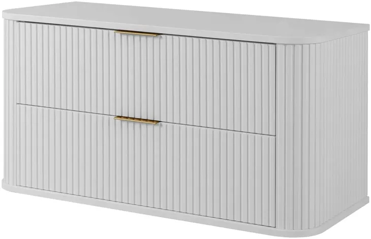 BIAŁA Szafka pod UMYWALKĘ z Szufladami 100 cm RYFLOWANA Wisząca GLAMOUR MDF