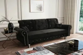 Zdjęcie produktu glamour kanapa złote/srebrne kryształki nóżki ludwik plamoodporna welur cza