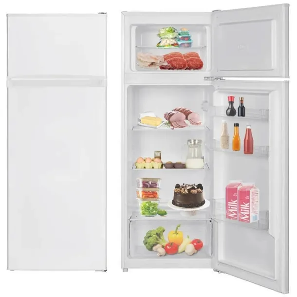 LODÓWKA CHŁODZIARKO-ZAMRAŻARKA 206L LED 143cm Z GÓRNĄ ZAMRAŻARKĄ BIAŁA