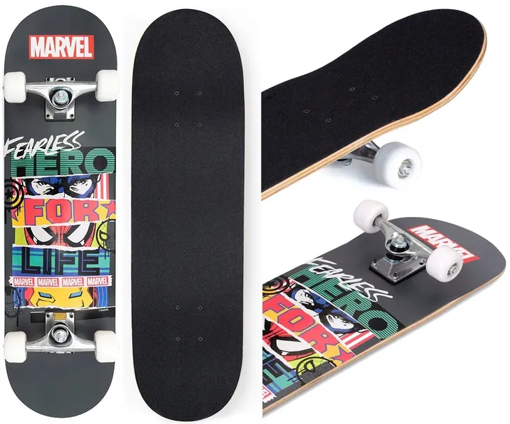 Deskorolka DREWNIANA DUŻA 79 cm dla dzieci SOLIDNA do 80kg FEARLESS MARVEL