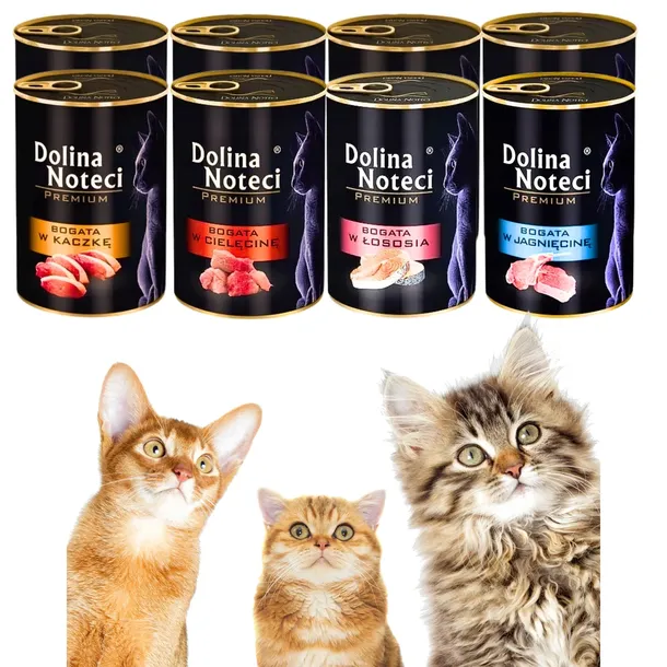 Dolina Noteci dla kota karma mokra puszka KOT mix 4 smaków bez zbóż 8 x 400