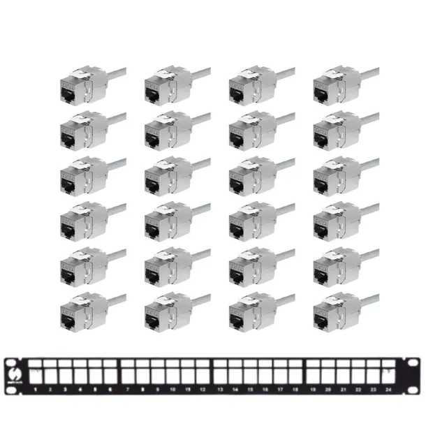 Netrack patch panel keystone 19" 24-porty, FTP, wyposażony 24xkeystone jack