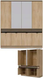 szafa-pokojowa-z-szufladami-i-lustrem-lamele-dab-cremona-czarny-ferro-fe11