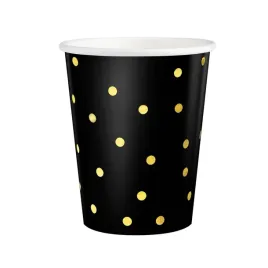 kubki-papierowe-czarne-w-zlote-kropki-220ml-6szt