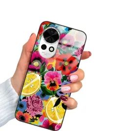 etui-do-huawei-nova-12-czarne-szklane-wiosna-kolorowe-kwiaty-marmury-wzory