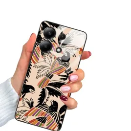 etui-do-xiaomi-redmi-note-13-glass-czarne-szklane-wiosna-kolorowe-kwiaty-wz