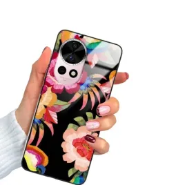 etui-do-huawei-nova-12-pro-glass-czarne-szklane-wiosna-kolorowe-kwiaty-wz