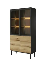 witryna-wysoka-lang-100-cm-czarny-dab-evoke-led