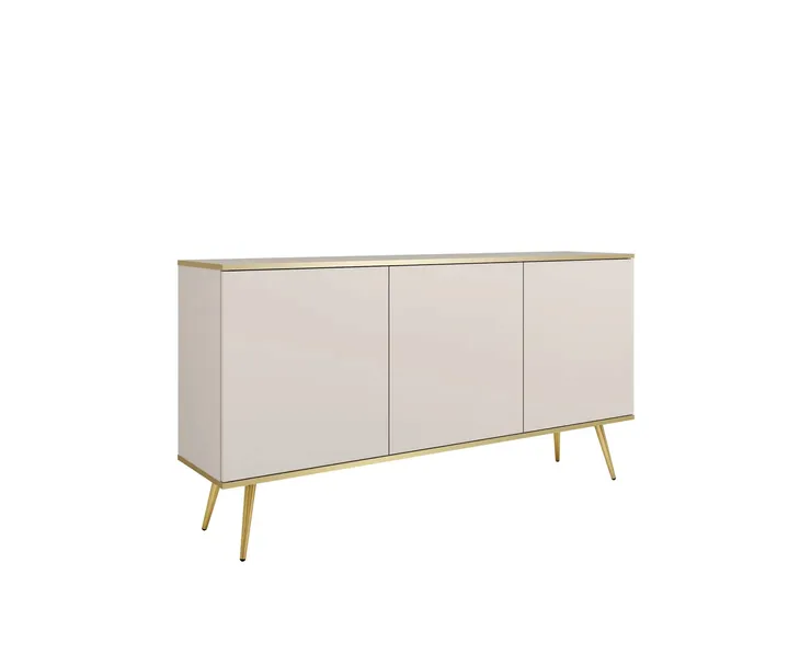 Komoda ORO 160 cm Beż Złote Wysokie Nóżki