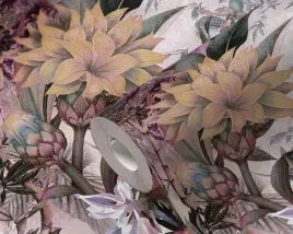 tapeta-botaniczna-w-egzotyczne-kwiaty-i-liscie