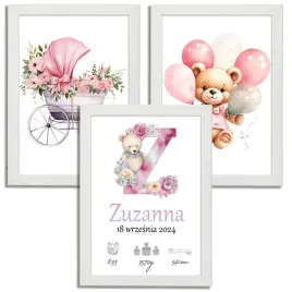 zestaw-obrazow-metryczka-dla-dziewczynki-prezent-na-urodziny-chrzest