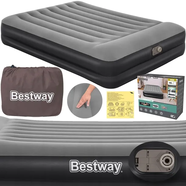 DUŻY Materac Dmuchany Dwuosobowy Łóżko do Spania z Pompką 230V Bestway 2025