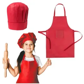 fartuch-kuchenny-dla-dzieci-zestaw-z-czapka-czerwony
