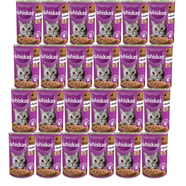 Karma mokra Whiskas Adult Kaczka w galaretce 400g 24 puszki