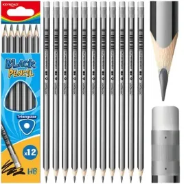 olowek-z-gumka-hb-keyroad-trojkatny-drewniany-szary-szkolny-12-sztuk