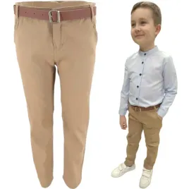 spodnie-chlopiece-eleganckie-wizytowe-bezowe-plus-pasek-146