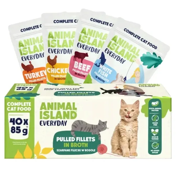 Karma Animal Island Everyday Mix Smaków Wołowina Kurczak Indyk Ryba 40x85g