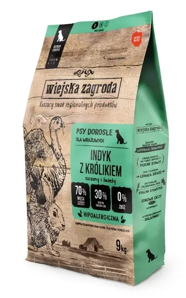 Wiejska Zagroda sucha karma dla psa indyk z królikiem 9kg