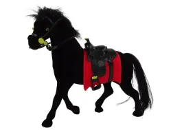 figurka-aksamitna-czarny-kon-czerwone-siodlo-farma-lean-toys