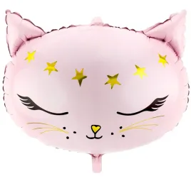 balon-foliowy-kotek-rozowa-glowa-kota-urodzinowy-na-hel-z-gwiazdkami-48cm