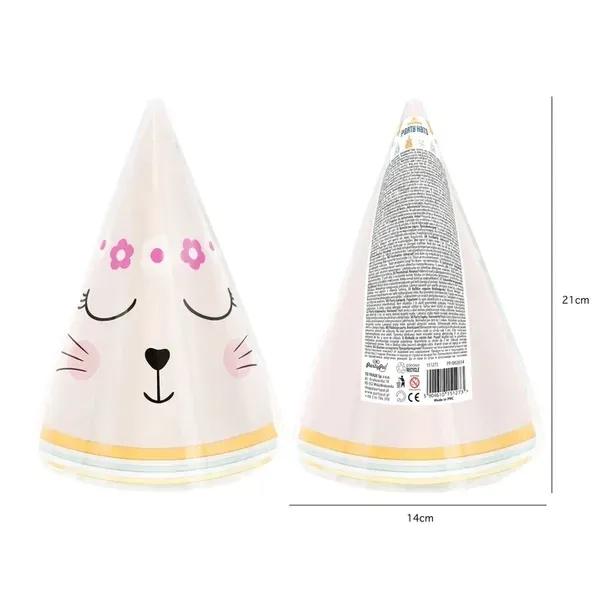 czapeczki-urodzinowe-kotki-czapki-na-glowe-imprezowe-kotek-kot-gadzety-6szt-stan-nowy