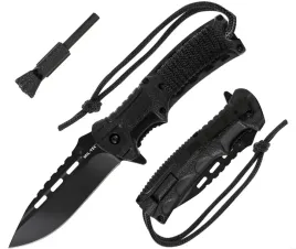 noz-skladany-taktyczny-mysliwski-mil-tec-paracord-black-z-krzesiwem