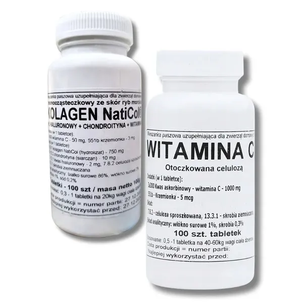 Zestaw: Podkowa Kolagen NatiCol 100 tab. + Witamina C Otoczkowana 100 tab.