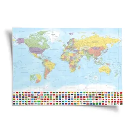plakat-na-scane-polityczna-mapa-swiata-plakat-flagi-100x70-cm
