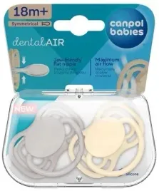 canpol-babies-smoczek-silikonowy-dentalair-18m-symetryczny-nude-2-szt-krem