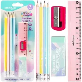 zestaw-szkolny-keyroad-pastel-linijka-temperowka-gumka-4x-olowek-z-gumka-hb