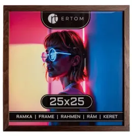 drewniana-ramka-na-zdjecie-25x25-szklo-brazowa-kwadratowa