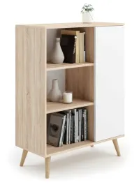 komoda-regal-szafka-dab-sonoma-biala-90x40x116-drewniane-nogi-skandynawska