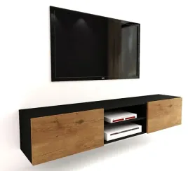 szafka-otwarta-loftowa-rtv-140-3-czarny-mat-dab-lancelot