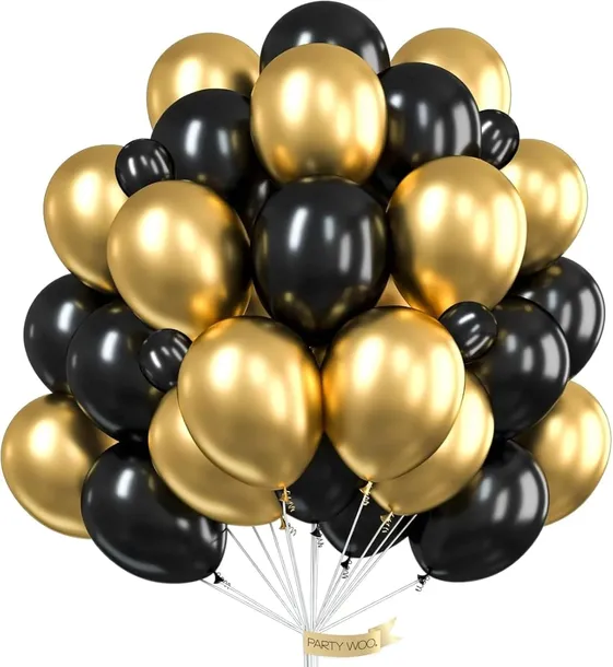 DUŻY ZESTAW BALONÓW ZŁOTYCH I CZARNYCH BALONY ZŁOTE CZARNE LATEKSOWE 100szt