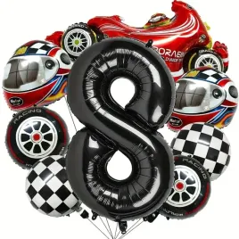 balony-zestaw-balonow-dekoracje-na-8-urodziny-formula-racing-wyscigi-8szt