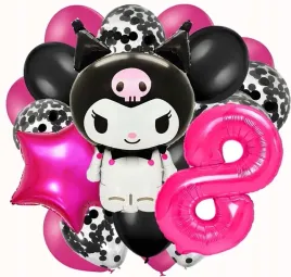 balony-zestaw-balonow-dekoracje-na-8-urodziny-kuromi-18szt