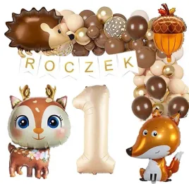 scianka-dekoracje-zestaw-balonow-na-roczek-1-urodziny-wodland-63-szt