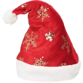 czapka-mikolaja-welurowa-srebrne-sniezynki