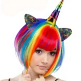 teczowa-peruka-bob-jednorozec-unicorn-z-rogiem