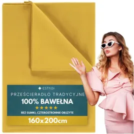 przescieradlo-bez-gumki-tradycyjne-160x200-cm-bawelniane-polskie-zolty
