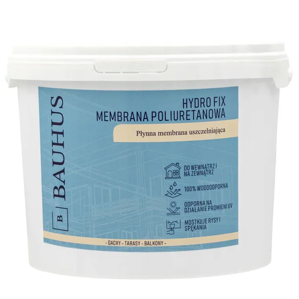 Płynna Membrana Poliuretanowa Bauhus Dachy Balkony Tarasy Powłoka SZARA 4kg
