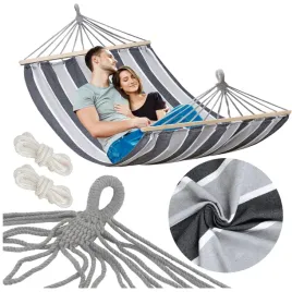Zdjęcie produktu DUŻY HAMAK DWUOSOBOWY OGRODOWY MOCNY XXL 290x150 CM PAŁĄK 120 CM + LINY