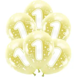 balony-na-roczek-zlote-balon-cyfra-1-na-pierwsze-urodziny-zestaw-6szt