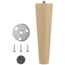 nozka-drewniana-buk-okragla-15cm-z-blacha-montazowa-srubami-podkladka-filc