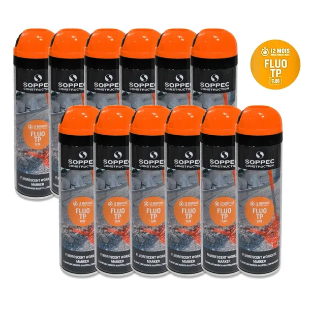 Farba geodezyjna spray SOPPEC FLUO T.P. pomarańczowa 12szt. 12 miesięczna